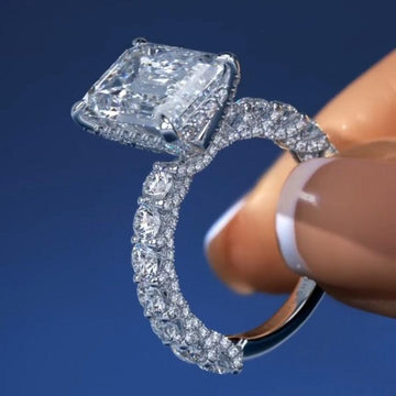 New Luxury Princess Cut Silver Color AAA+ CZ Diamonds Designer Engagement Ring - The Jewellery Supermarket